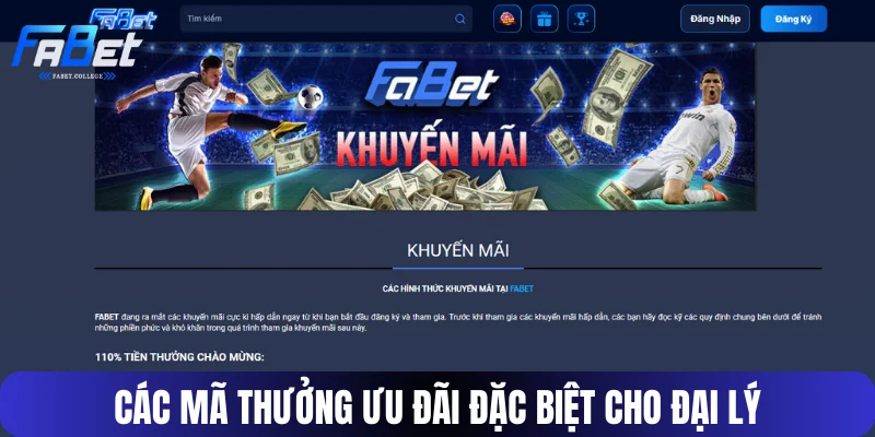 Các mã thưởng ưu đãi đặc biệt cho đại lý